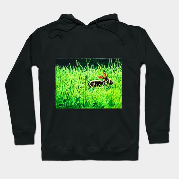 Rabbit in the Grass Hoodie by Paul Mudie